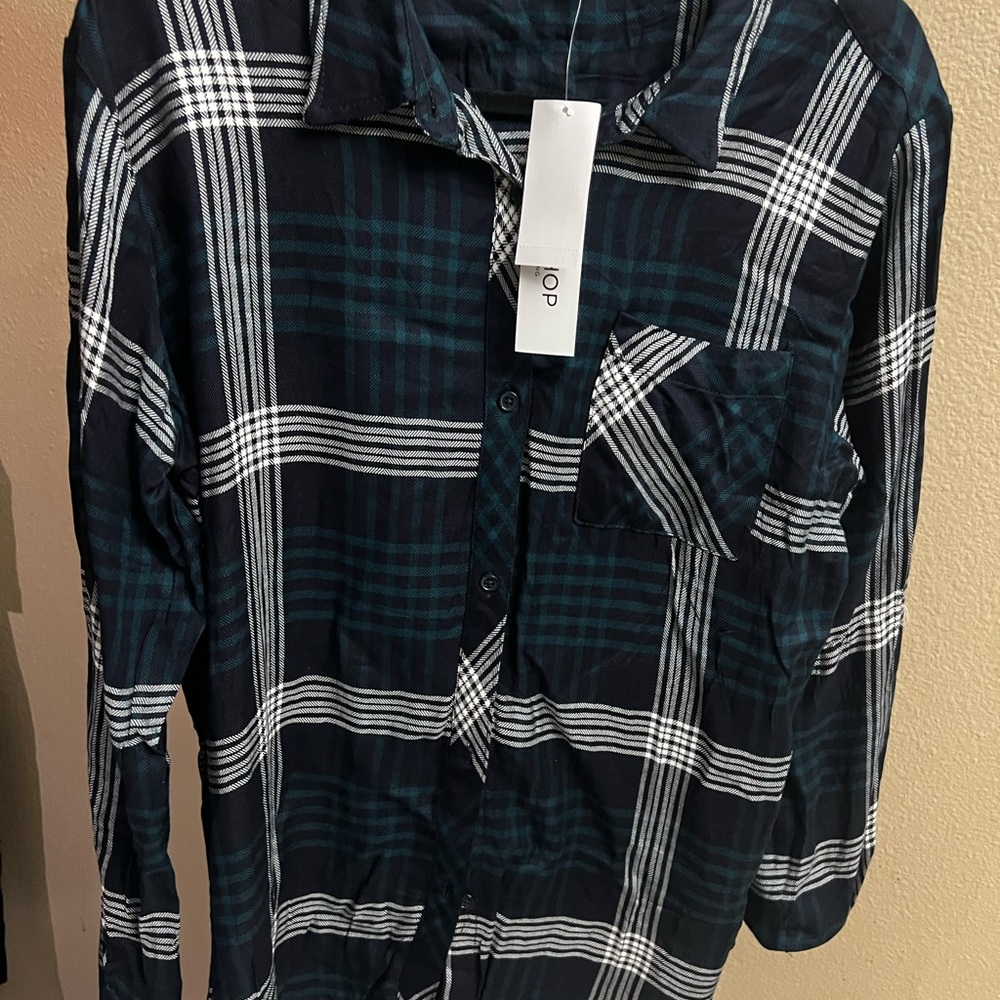 Workshop Republic Clothing Dark Plaid Button Down Shirt